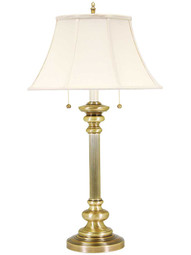 Newport Table Lamp with Twin Pull Chains in Antique Brass.